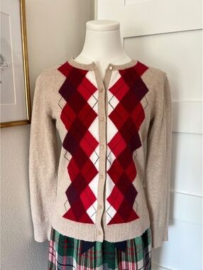 Merona Argyle Cardigan Sweater Wool Blend